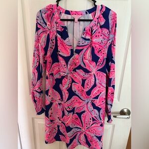 Lilly Pulitzer Navy & Hot Pink Floral Shift Dress